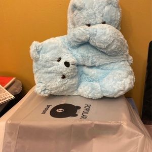 Cute adult light blue bear slippers
